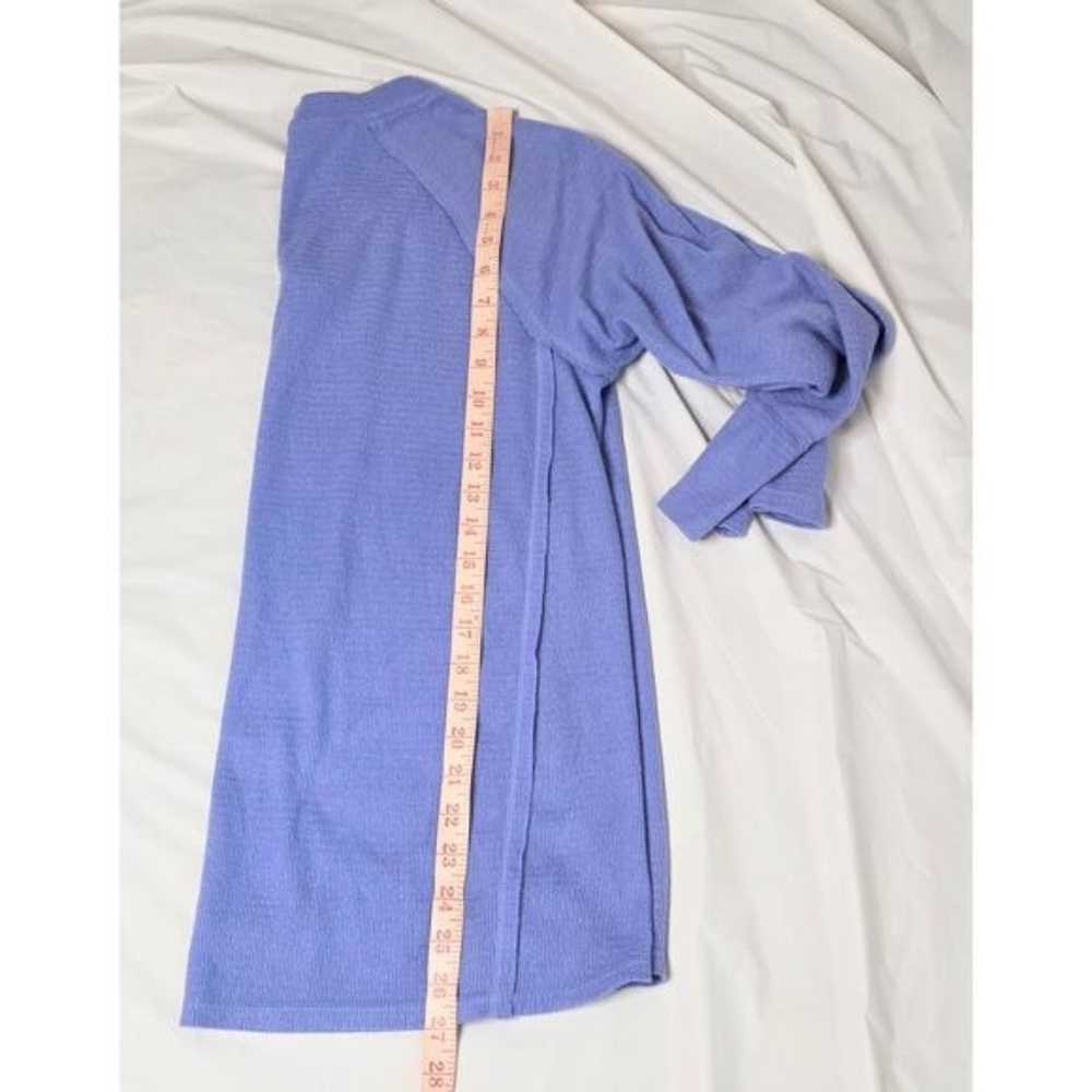 Wildfox Waffle Knit Haley Soft Brushed Top Periwinkle Long Sleeve V-Neck Top - Picture 9 of 13